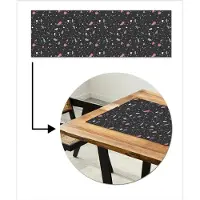 MuchoWow Tafelloper 150x50 cm - Tafelmat vinyl Terrazzo - Patroon - Zwart - Zacht - Tafeldecoratie - Tafelversiering - Keuken decoratie - Tafel versiering