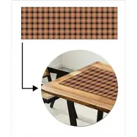 MuchoWow Tafelloper 150x50 cm - Tafelmat vinyl Plaid - Patroon - Vierkant - Bruin - Tafeldecoratie - Tafelversiering - Keuken decoratie - Tafel versiering