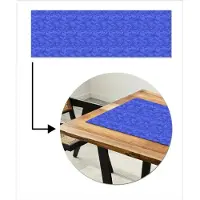MuchoWow Tafelloper 150x50 cm - Tafelmat vinyl Blauw - Patroon - Heuvels - Bloemen - Tafeldecoratie - Tafelversiering - Keuken decoratie - Tafel versiering