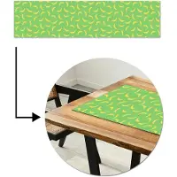 MuchoWow Tafelloper 200x50 cm - Tafelmat vinyl Groen - Geel - Bananen - Tafeldecoratie - Tafelversiering - Keuken decoratie - Tafel versiering