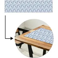 MuchoWow Tafelloper 200x50 cm - Tafelmat vinyl Frans - Citroen - Royaal - Bladeren - Blauw - Tafeldecoratie - Tafelversiering - Keuken decoratie - Tafel versiering