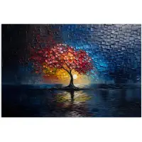 PosterMonkey Poster 120x80 cm - Boom - Blauw - Bladeren - Vakken - Posters - Kamer decoratie - Wanddecoratie woonkamer - Muurdecoratie slaapkamer