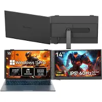 Blackview GamiBook8 Gaming Laptop (AMD Ryzen7 7735HS/32G/1TB) + SCM6 14" Draagbare Monitor Set, All-in-One Gaming & Kantoor Accessoires (Laptop Tas/Muis/Toetsenbordstickers, Grijs)