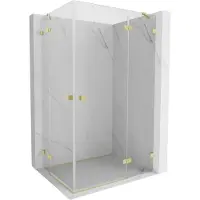 Mexen Lunar Duo douchecabine scharnierend rechts 110 x 80 , transparant, goud geborsteld - 834-110P-080L-55-00