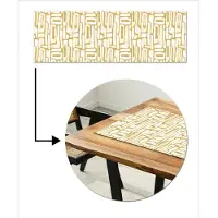 MuchoWow Tafelloper 150x50 cm - Tafelmat vinyl Zandkleur - Wit - Patroon - Tafeldecoratie - Tafelversiering - Keuken decoratie - Tafel versiering