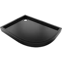 Mexen Flow+ asymmetrische kwartronde douchebak links 100 x 90 , zwarte mat - 46Q709010LH