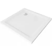 Mexen Flat vierkante douchebak slim 80 x 80 , wit, sifon chroom - 40108080