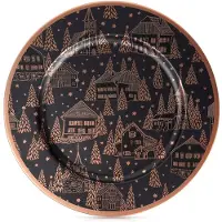 Hit Onderbord Zwart Koper 33 cm - Bord - Onderborden - Kaarsenbord - Onderzet - Bord - Decoratieve Rand