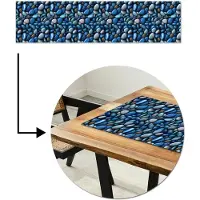 MuchoWow Tafelloper 200x50 cm - Tafelmat vinyl Blauwe - Oceaan - Kiezels - Tafeldecoratie - Tafelversiering - Keuken decoratie - Tafel versiering