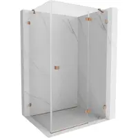 Mexen Lunar draaibare douchecabine rechtse 85 x 90 , transparant, geborsteld koper - 834-085-090-65-00-P