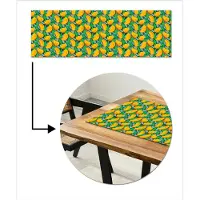 MuchoWow Tafelloper 150x50 cm - Tafelmat vinyl Mango - Patroon - Fruit - Bladeren - Tafeldecoratie - Tafelversiering - Keuken decoratie - Tafel versiering