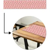 MuchoWow Tafelloper 200x40 cm - Tafelmat vinyl Roze - Retro - Patroon - Geblokt - Tafeldecoratie - Tafelversiering - Keuken decoratie - Tafel versiering