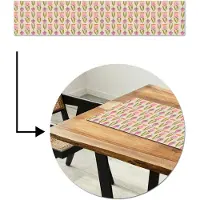 MuchoWow Tafelloper 200x40 cm - Tafelmat vinyl Love - Patroon - Bloemen - Hartjes - Tafeldecoratie - Tafelversiering - Keuken decoratie - Tafel versiering