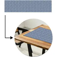 MuchoWow Tafelloper 200x50 cm - Tafelmat vinyl Bladeren - Wit - Blauw - Patroon - Tafeldecoratie - Tafelversiering - Keuken decoratie - Tafel versiering