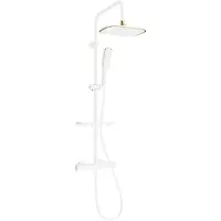 Mexen KT49 opbouwdouchekop met regendouche en thermostatische kraan, wit/goud - 771504993-25