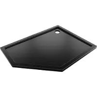 Mexen Flow pentagonale douchebak slim rechts 90 x 80 , zwart mat - 46P708090R