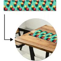 MuchoWow Tafelloper 150x30 cm - Tafelmat vinyl Appels - Water - Turquoise - Tafeldecoratie - Tafelversiering - Keuken decoratie - Tafel versiering