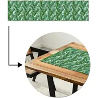 MuchoWow Tafelloper 200x50 cm - Tafelmat vinyl Tropisch - Palmbladeren - Groen - Tafeldecoratie - Tafelversiering - Keuken decoratie - Tafel versiering