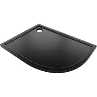 Mexen Flow halfronde asymmetrische slanke douchebak links 100 x 80 , zwart mat - 46Q708010L
