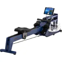 Skandika waterroeier Styrke Premium - Made in Germany, roeimachine water van hout, Kinomap app-functie, roeitrainer voor thuis, essen uit Duitsland, rood gekleurd geolied, tot 180 kg