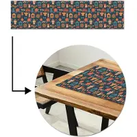 MuchoWow Tafelloper 200x50 cm - Tafelmat vinyl Patroon - Kerst - Symbolen - Blauw - Tafeldecoratie - Tafelversiering - Keuken decoratie - Tafel versiering