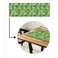 MuchoWow Tafelloper 150x50 cm - Tafelmat vinyl Mosgroen - Bladeren - Overlapping - Tafeldecoratie - Tafelversiering - Keuken decoratie - Tafel versiering