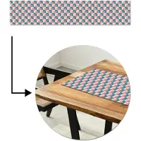 MuchoWow Tafelloper 200x40 cm - Tafelmat vinyl Vlakken - Hartjes - Patroon - Retro - Tafeldecoratie - Tafelversiering - Keuken decoratie - Tafel versiering