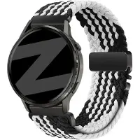 Bandz Gevlochten nylon 'Parachute' bandje geschikt voor Garmin Vivoactive 4s / Vivomove 3s / Venu 4 - 41mm / Venu 3s / Venu 2s / Forerunner 265s / Forerunner 255s - Zwart/Wit