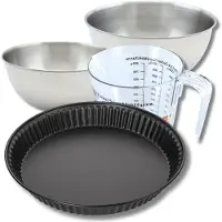 Zenker Bakkersset met 30 cm anti-aanbak quichevorm, 2 mengkommen, maatbeker en spatel