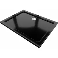 Mexen Flat rechthoekige douchebak slim 90 x 70 , zwart, sifon chroom - 40707090