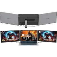 Blackview GamiBook8 Gaming Laptop (AMD Ryzen7 7735HS/32G/1TB) + DCM6 14" Dubbele Draagbare Monitor Set, Efficiënt Multitask Accessoires (Laptop Tas/Muis/Toetsenbordstickers, Grijs)