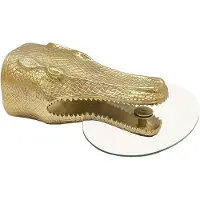 Invicta Bijzettafel WILDLIFE CROCODILE 75 cm hangende salontafel ovaal gehard glas goud - 46434
