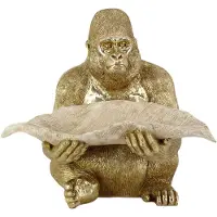 Invicta Sculptuur GORILLA 40cm bladkom goudbeige - 48063