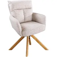 Riess Draaistoel BIG GEORGE 360° met automatische terugkeerfunctie, gestructureerde stof in champagnegrijs met eikenhouten frame - 47937