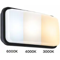 Strühm ALBIN LED Plafond / Wandlamp - Badkamerlamp - Buitenlamp - Opbouw Rechthoek - 20w - Waterdicht IP54 - CCT - Aanpasbare lichtkleuren 3000K/4200K/6500K - Mat Wit Kunststof