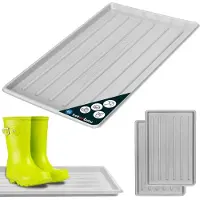 KOTARBAU 2 stuks Schoenenlekbak, Lekbak Schoenen, Kunststof, 45 x 30 cm, Grijs, Schoenendruipbak, Schoenmat, Laarzen Afdruipmat, Lekbak voor Natte Schoenen, Schoenafdruipbak, Schoenenschaal
