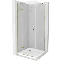 Mexen Roma draaideur douchecabine 70 x 70 , transparant, goud + Flat douchebak - 854-070-070-50-00-4010