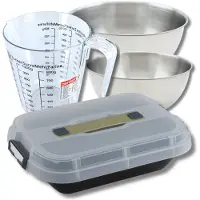 Zenker Set bakvorm 34 x 24 cm met deksel, 2 mengkommen, maatbeker en spatel