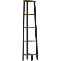 Mein-Regal Coemo 3-zijdige hoekrek VINTAGE metalen rek met 5 houten planken 37x37x159 cm