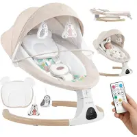 Aptel Astrid 35 Elektrische Babywipstoel - Met Bluetooth, Timer & Bewegingssensor - Inclusief Klamboe - Beige