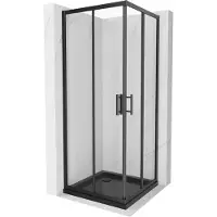 Mexen Rio vierkante douchecabine 90 x 90 , transparant, zwart + Flat douchebak, zwart - 860-090-090-70-00-4070B