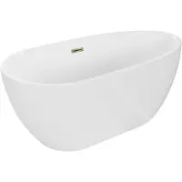 Mexen Eos vrijstaande badkuip 170 x 75 , wit, overloop goud - 52471707500-50