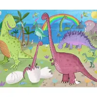 IXXI Cute Dinosaur in the Jurassic Park, Carla Daly - 100 x 80 cm - Grote wanddecoratie en posters - Illustraties, Speels, Kleurrijk, Cartoonesk