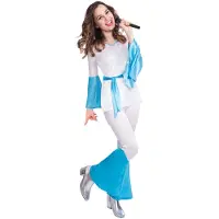Amscan verkleedkostuum pop queen dames wit/ blauw 3-delig