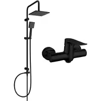 Mexen Tord opbouwdouche Set met regendouche en Pecos douchemengkraan, zwart - 72740200-70