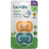 Luc et Léa Nature 2 Anatomische Fopspenen Extra-Fijn Tepel 18+ Maanden (Modellen : Jonge muis en blauw)