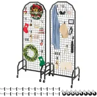 Vevor Rasterwandpanelen 60 x 164 cm 2 stuks Roldisplaystandaard met 20 haken