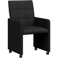 vidaXL Eetkamerstoelen met wielen 2 st Stof Zwart 58 x 65 x 94 cm