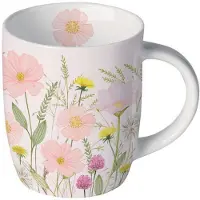 Ambiente Mok 0.2 L Pastel Flowers Roze Wit wit Aardewerk Beker