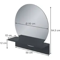Vicco Badkamerspiegel Elyra Zwart 50 x 54.5 cm met plank, Model 58387